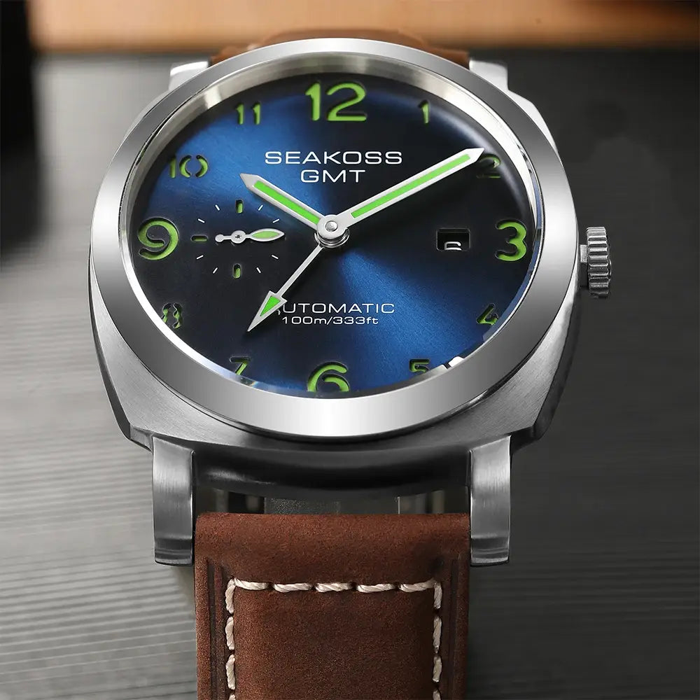 SEAKOSS GMT Diving Automatic Mechanical Watch 10Bar Men 1963 Seagull 2557 Movement Super Luminous Calendar Sapphire