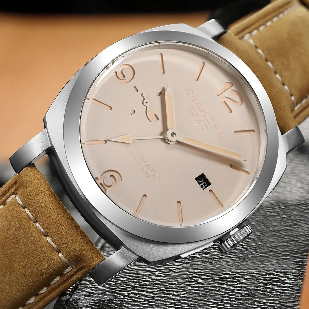 SEAKOSS GMT Diving Automatic Mechanical Watch 10Bar Men 1963 Seagull 2557 Movement Super Luminous Calendar Sapphire