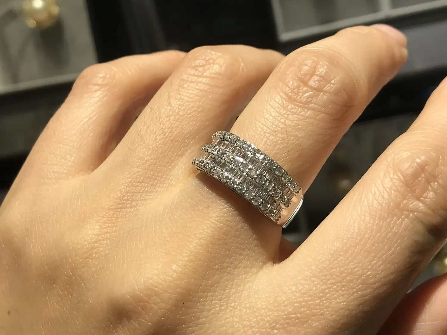 18K White Gold Solid Yellow Gold Jewelry(AU750)Women T Square Diamond Ring Fine Jewelry Real Natural Diamond Wedding