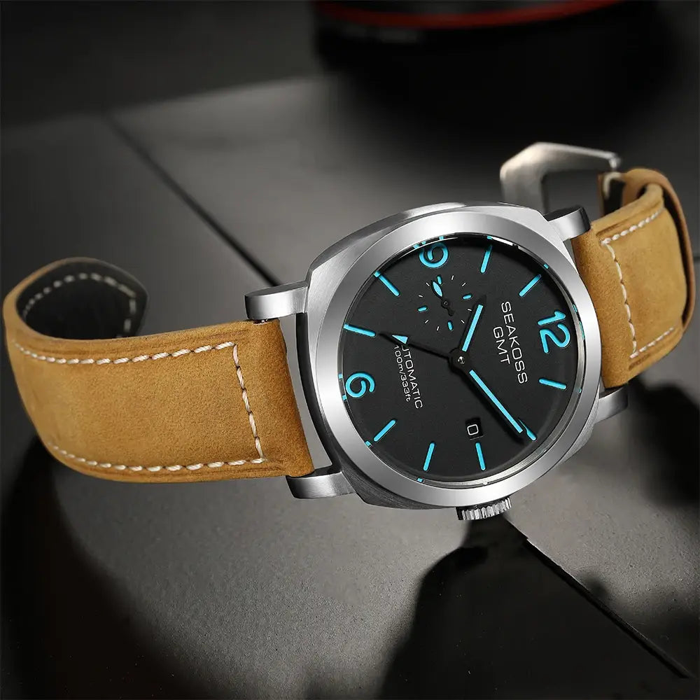 SEAKOSS GMT Diving Automatic Mechanical Watch 10Bar Men 1963 Seagull 2557 Movement Super Luminous Calendar Sapphire
