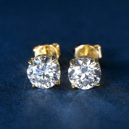 10k Gold Earrings Real 6mm Moissanite Diamond Stud Earrings for Men Women 10K Yellow Gold Screw Back Earrings Fine Jewelry