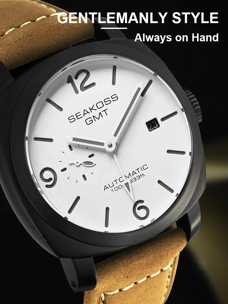 SEAKOSS GMT Diving Automatic Mechanical Watch 10Bar Men 1963 Seagull 2557 Movement Super Luminous Calendar Sapphire