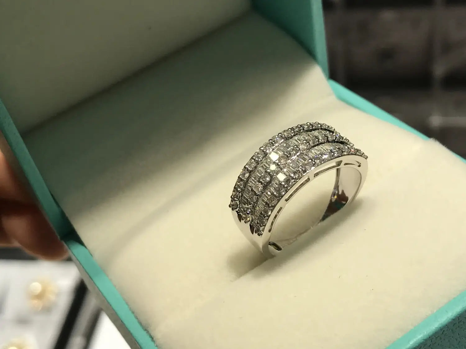 18K White Gold Solid Yellow Gold Jewelry(AU750)Women T Square Diamond Ring Fine Jewelry Real Natural Diamond Wedding