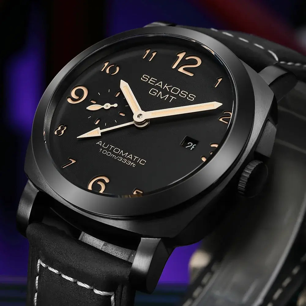 SEAKOSS GMT Diving Automatic Mechanical Watch 10Bar Men 1963 Seagull 2557 Movement Super Luminous Calendar Sapphire