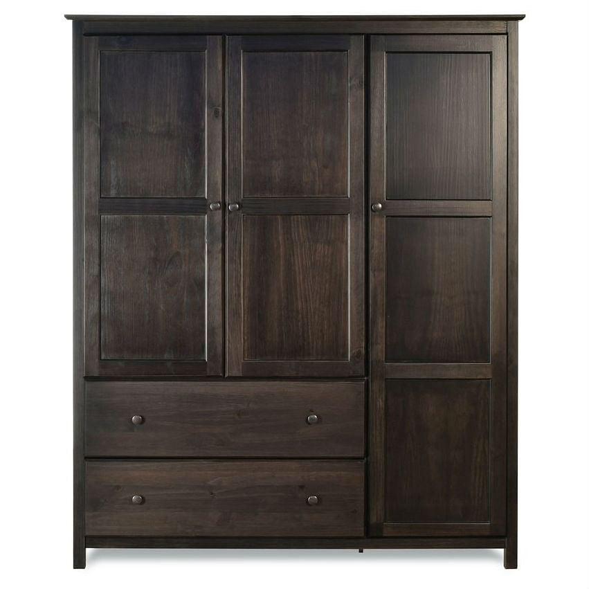 Espresso Wood Finish Bedroom Wardrobe Armoire Cabinet Closet-0