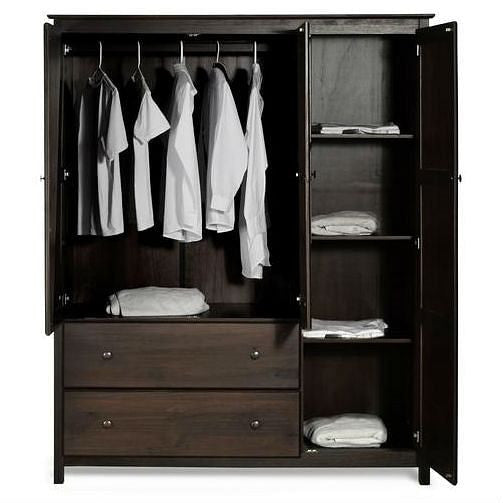 Espresso Wood Finish Bedroom Wardrobe Armoire Cabinet Closet-1
