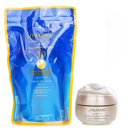 Shiseido Ultimate Sun Protector Lotion Spf 50+ Sunscreen (for Face And Body) + Benefiance Wrinkle Smoothing Eye Cream -
