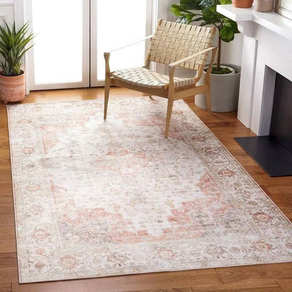 3 ft. x 5 ft. Traditional Persian Style Washable Boho Light Grey Red Area Rug-2
