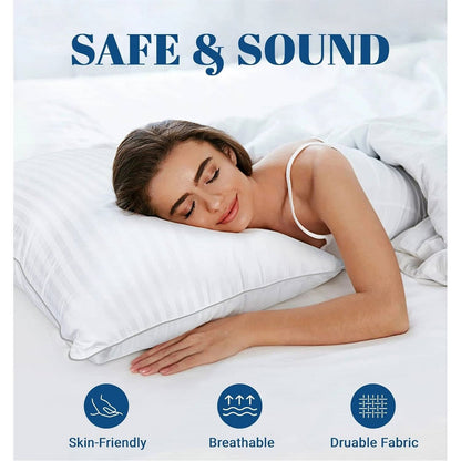 Set of 2 Machine Washable Down Alternative Bed Pillow with Cotton Cover - Queen-1