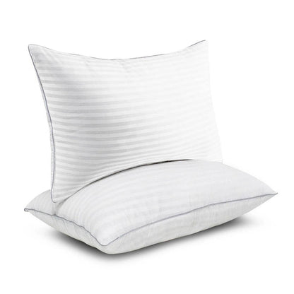 Set of 2 Machine Washable Down Alternative Bed Pillow with Cotton Cover - Queen-2