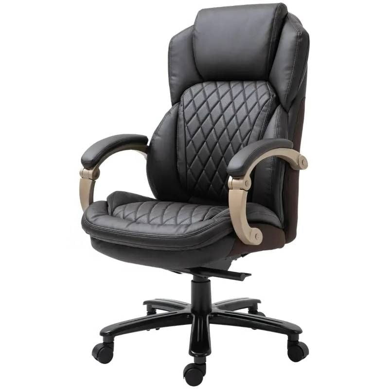 Brown Big and Tall Diamond Stitching Executive Adjustable Height Office Chair-2