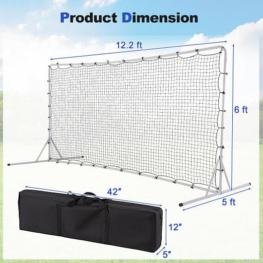 12 x 6 Feet Soccer Rebounder Net with All Weather Net-Black-8