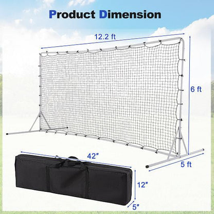 12 x 6 Feet Soccer Rebounder Net with All Weather Net-Black-8