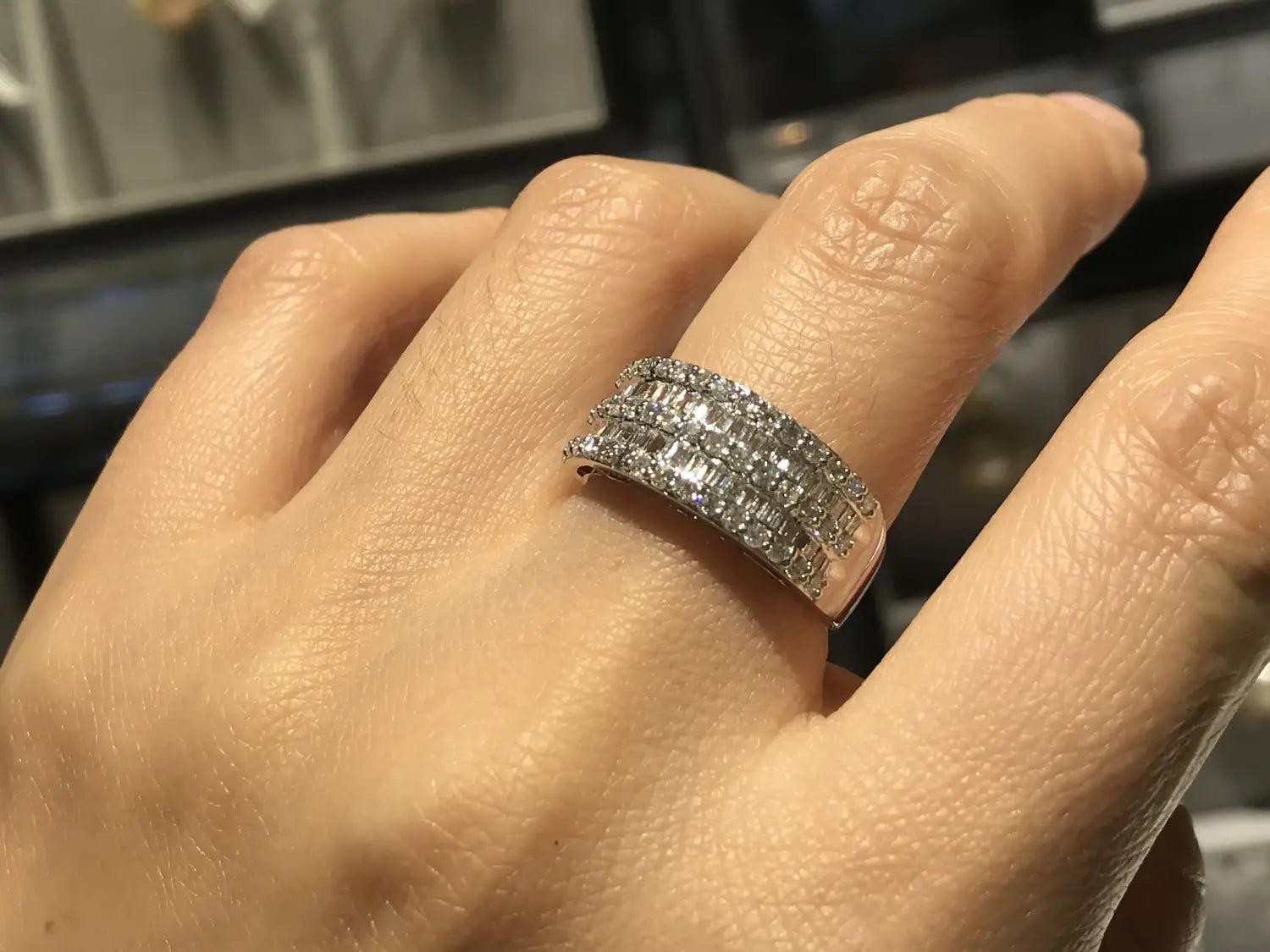 18K White Gold Solid Yellow Gold Jewelry(AU750)Women T Square Diamond Ring Fine Jewelry Real Natural Diamond Wedding