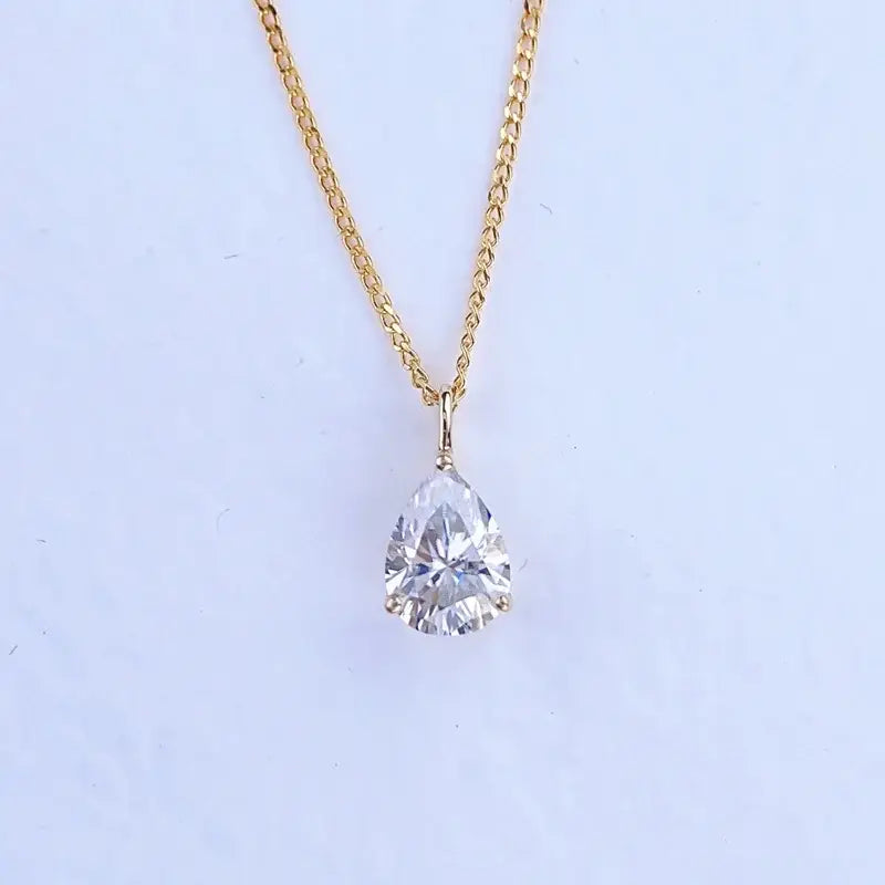 18K Yellow Gold Pendant 0.8CT Real Moissanite Necklace 5*7MM VVS Lab Diamond Fine Jewelry with Certificate AU750 White
