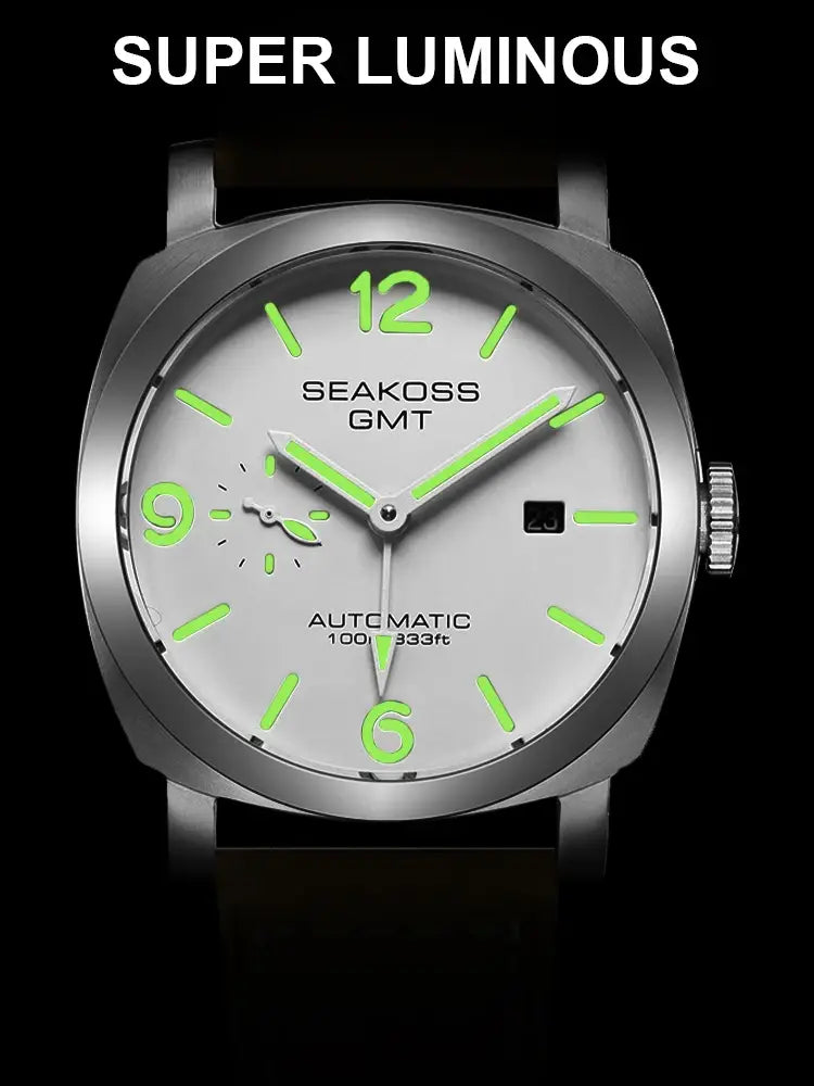 SEAKOSS GMT Diving Automatic Mechanical Watch 10Bar Men 1963 Seagull 2557 Movement Super Luminous Calendar Sapphire