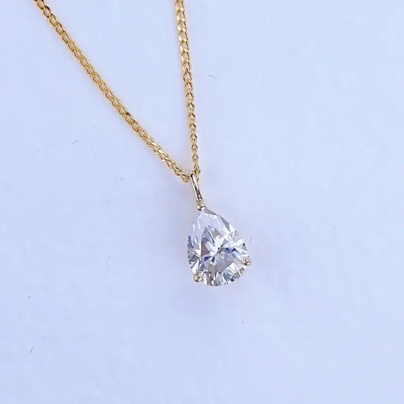 18K Yellow Gold Pendant 0.8CT Real Moissanite Necklace 5*7MM VVS Lab Diamond Fine Jewelry with Certificate AU750 White