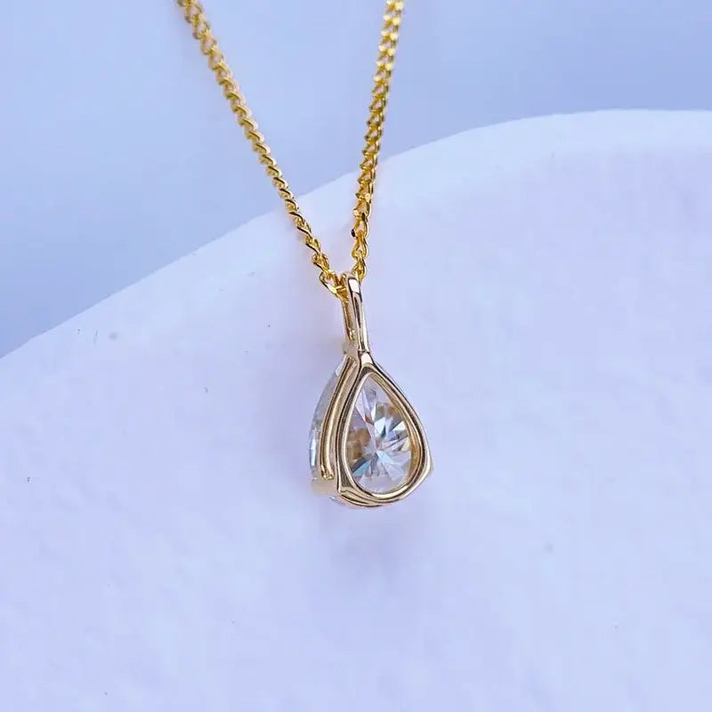 18K Yellow Gold Pendant 0.8CT Real Moissanite Necklace 5*7MM VVS Lab Diamond Fine Jewelry with Certificate AU750 White