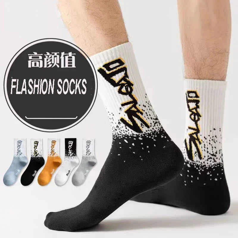 Harajuku Happy Organic Cotton Men Compression Socks Gift