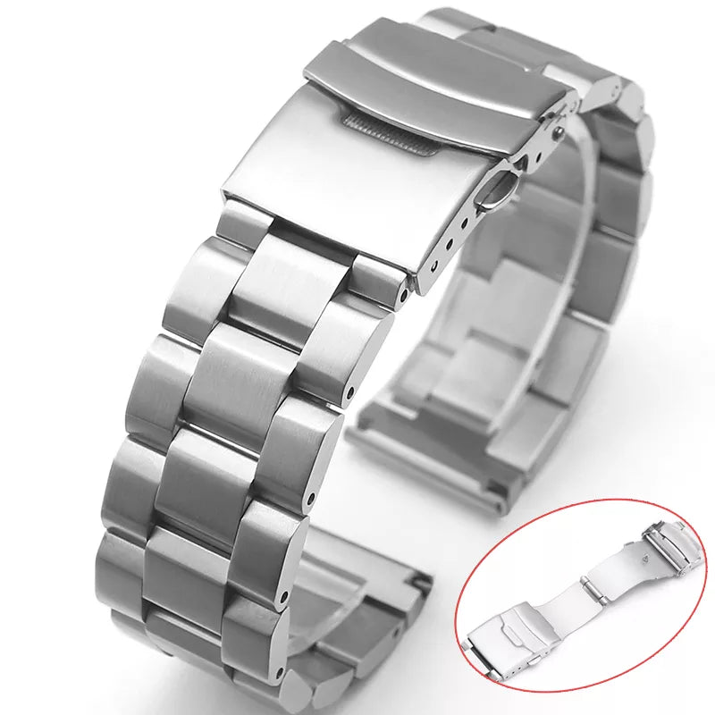 18mm 20mm 22mm 24mm Solid Buckle Metal Strap Stainless Steel Bracelet for Samsung Watch 3 Band for Huawei Watch Luxury Wristband