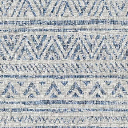 2 ft. x 3 ft. Blue Grey Chevron Coastal Boho Style Indoor Outdoor Area Rug-1