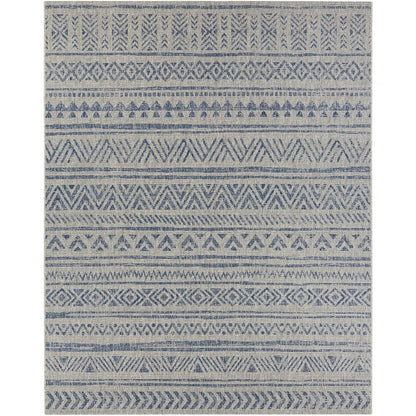 2 ft. x 3 ft. Blue Grey Chevron Coastal Boho Style Indoor Outdoor Area Rug-2