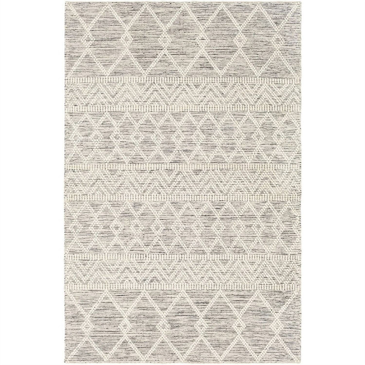 3-ft. x 5-ft. Hand Woven Wool Blend Grey Beige Ivory Persian Style Area Rug-0