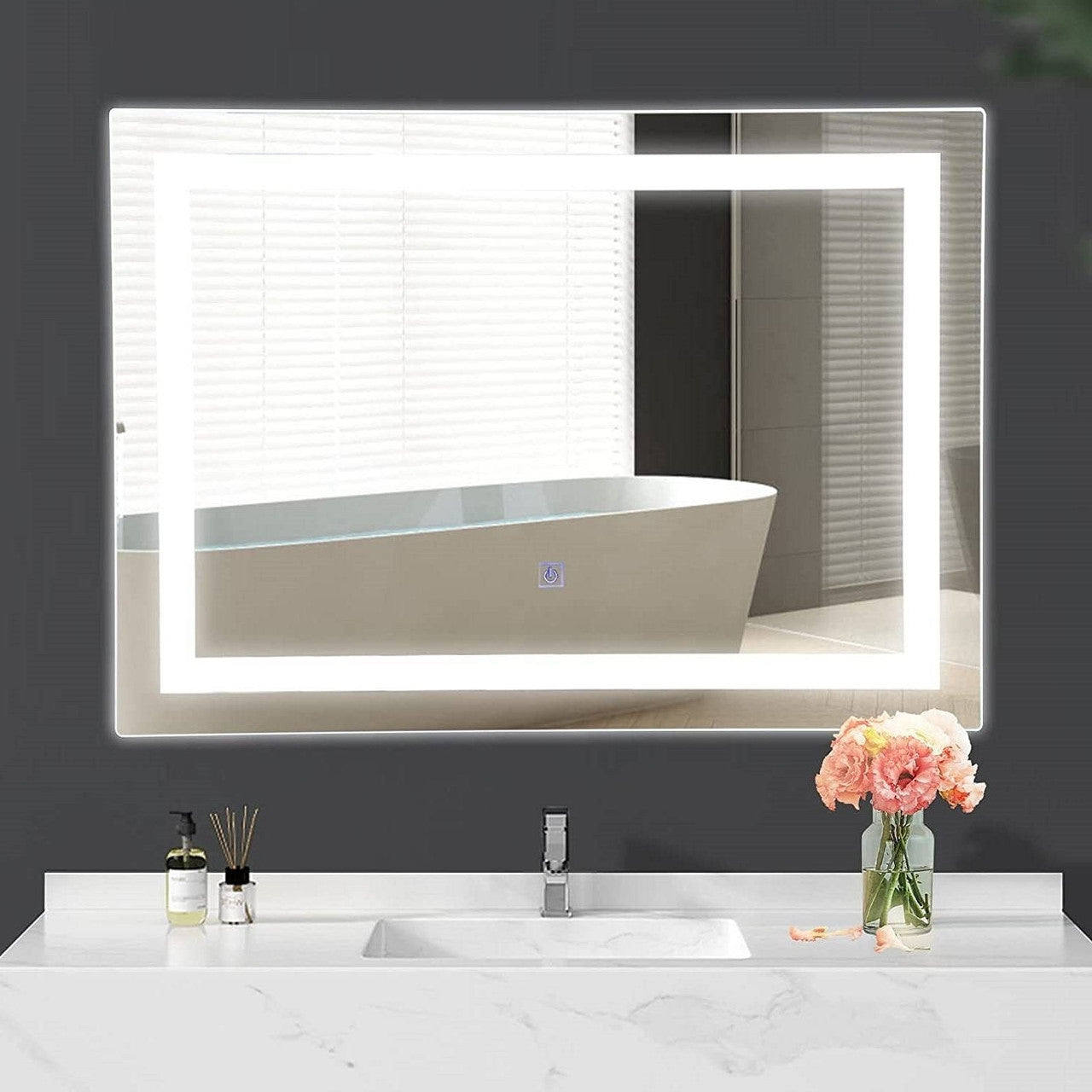 Modern LED Lighted Mirror Dimmable Wall-Mounted Bathroom Vanity 27 x 20 inch-0