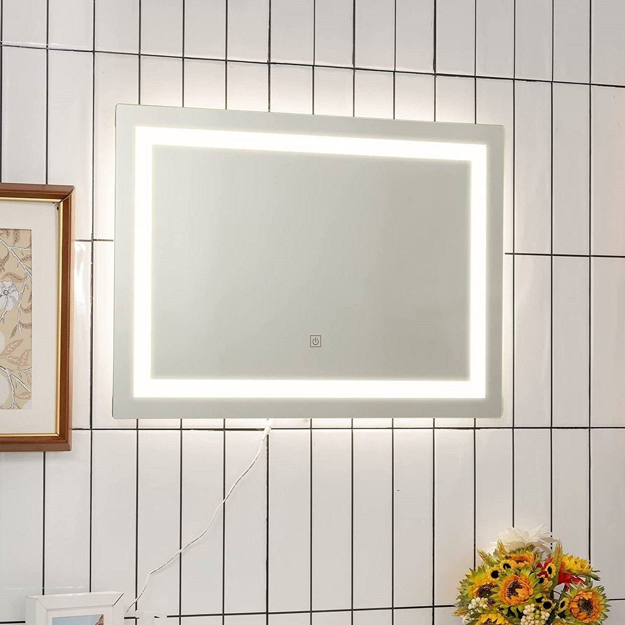 Modern LED Lighted Mirror Dimmable Wall-Mounted Bathroom Vanity 27 x 20 inch-1