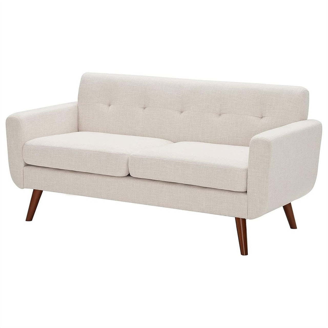 Modern Mid-Century Beige Cotton Polyester Upholstered Sofa Loveseat-2