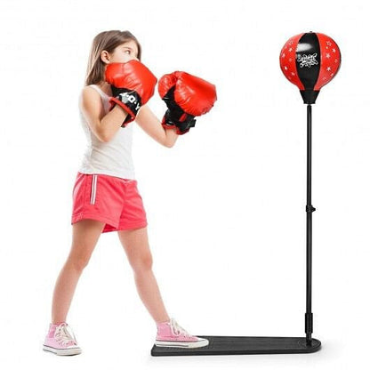 Kids Punching Bag with Adjustable Stand and Boxing Gloves-2