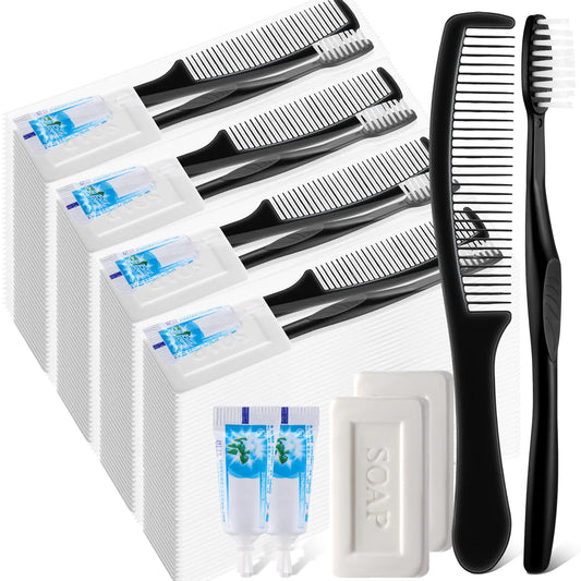 SiliFine 100 Set Disposable Toothbrush Toothpaste Comb and Bath Soap Individually Wrapped Hygiene Kit Homeless Care Package Bulk for Travel Hotel Shelter Homeless Nursing Home Charity Business