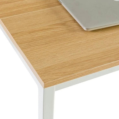 Modern Home Office Desk with White Metal Frame and Wood Table Top-1
