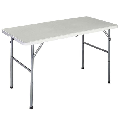 White HDPE Plastic Heavy Duty Indoor Outdoor Folding Table with Steel Frame-2