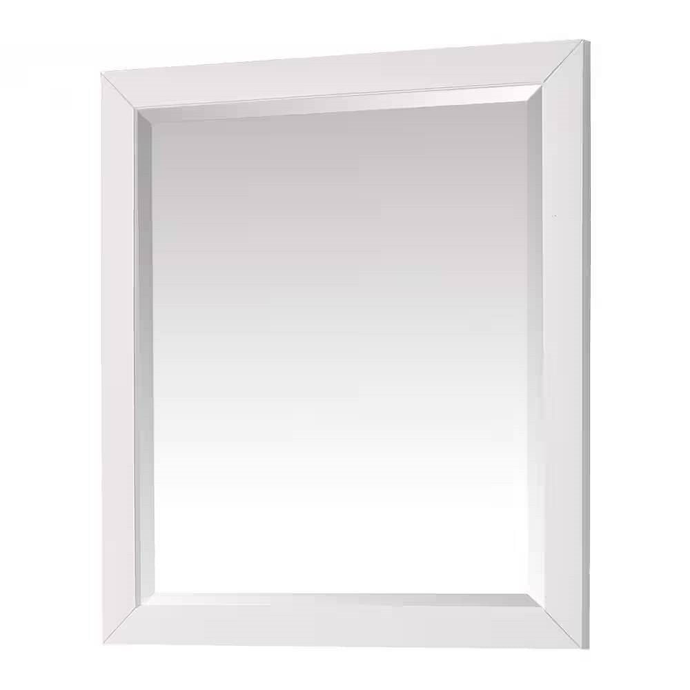 32-in x 28-in Bathroom Wall Mirror with White Solid Wood Frame-2