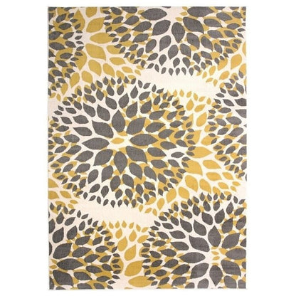 3'1" x 5' Grey Yellow Floral Woven Stain Resistant Polypropylene Area Rug-2