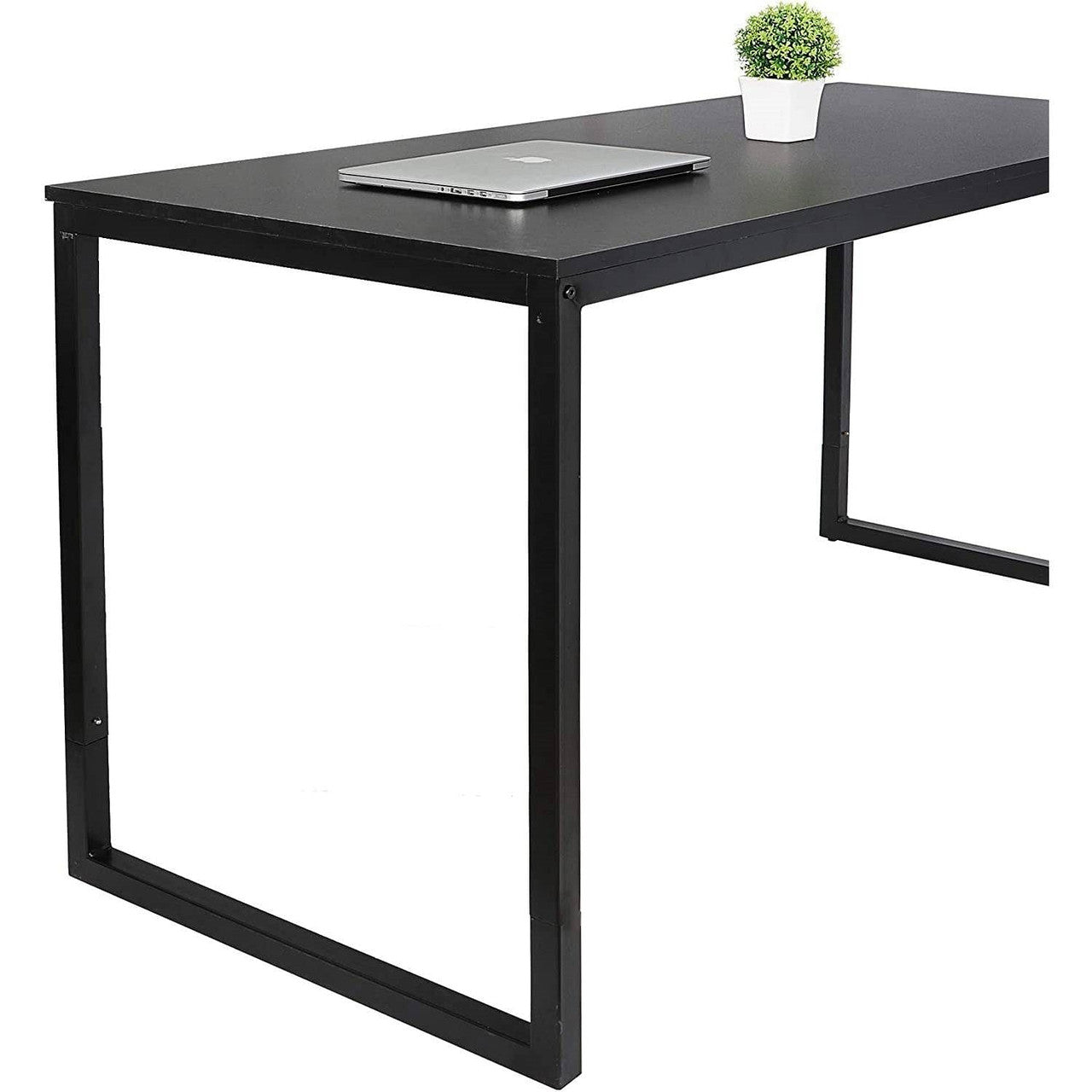 Black Metal Frame Wood Top Modern Home Office Laptop Computer Desk Writing Table-1