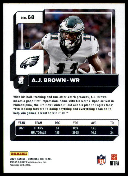 A.J. Brown 2022 Donruss Philly Eagles football card product display
