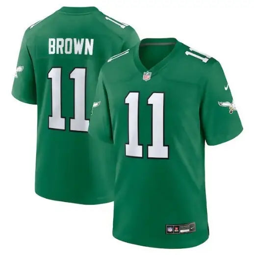 Green A.J. Brown Philadelphia Eagles Nike Alternate Game Jersey with number 11 and Brown on back