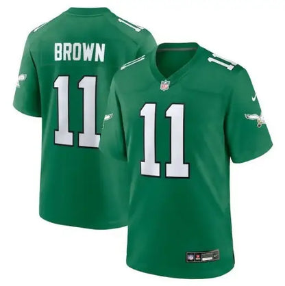 Green A.J. Brown Philadelphia Eagles Nike Alternate Game Jersey with number 11 and Brown on back