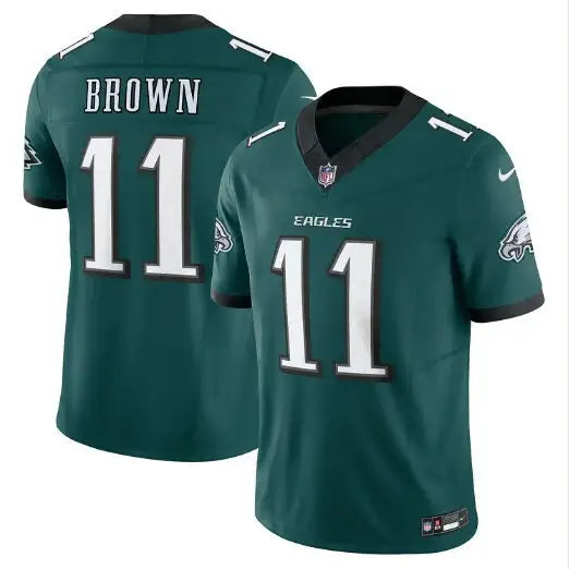 Men’s dark green Philadelphia Eagles A J Brown #11 Nike Alternate Vapor F U S E jersey
