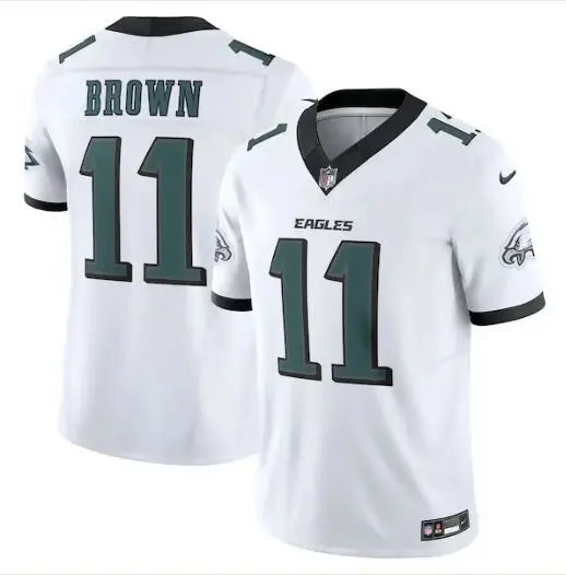 White Philadelphia Eagles A J Brown Nike Vapor F U S E Limited Jersey with dark green BROWN 11