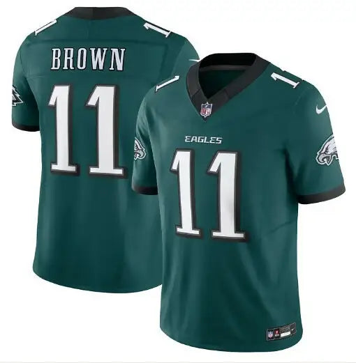 Green Philadelphia Eagles Nike Vapor F.U.S.E. Limited Jersey with A J Brown 11 logo