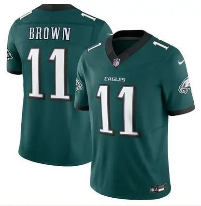 Green Philadelphia Eagles Nike Vapor F.U.S.E. Limited Jersey with A J Brown 11 logo