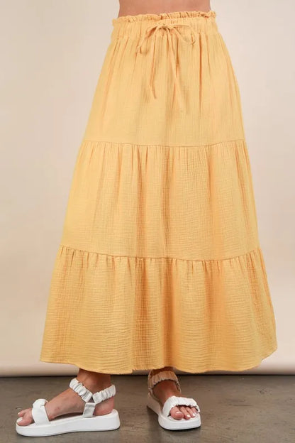 VERY J Elastic Waist Tiered Maxi Skirt