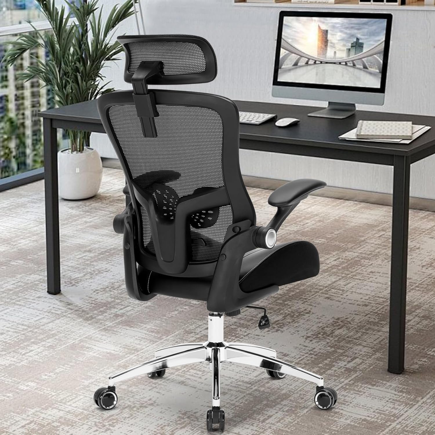 Big and Tall Office Chair, 400Lbs Heavy Duty Ergonomic Desk Chair with Soft 3D Modeling Foam Cushion Home Office Desk Chairs with Adjustable Headrest Seat Height Executive Computer Task Chair-1