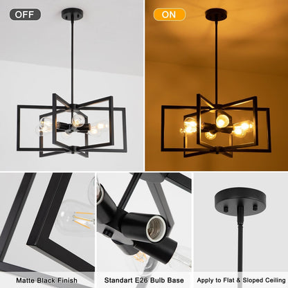 Black 23 Inch Chandelier 6 Light Farmhouse Dining Room-2