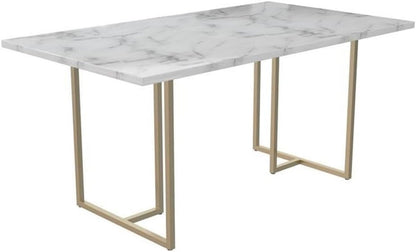 Cosmoliving Astor Dining Table, White Marble Top with Gold Legs-0