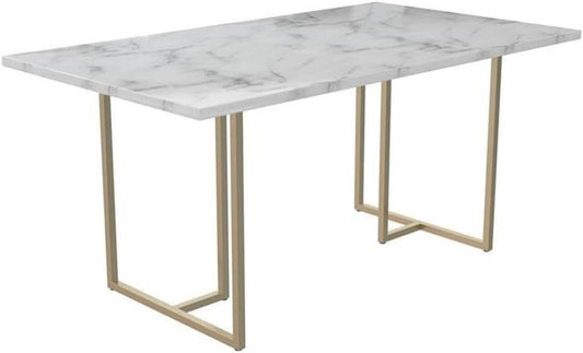 Cosmoliving Astor Dining Table, White Marble Top with Gold Legs-0