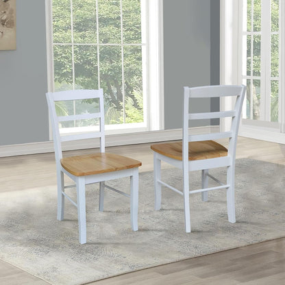Madrid Ladderback, Set of 2 Dining Chairs , Solid Wood Kitchen/Dining Chairs, Parawood Construction, 18.1"W X 19.3"D X 35.2"H, 225 Lb Weight Capacity, Elegant, Durable, White/Natural-1